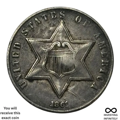 1861 3 Cent Silver 180 Degree Rotated Reverse X-1273 - Image 1 of 3