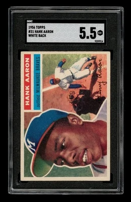 1956 Topps Set-Break # 31 Hank Aaron White Back SGC 5.5 EX+ - Image 1 of 3
