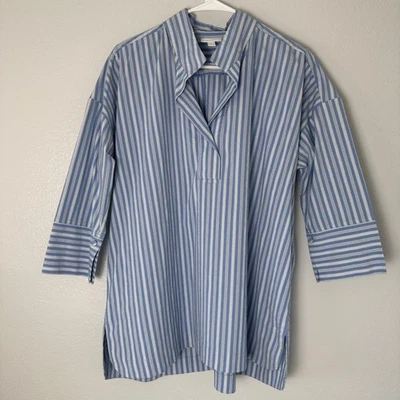 Camisa J Jill para mujer talla L azul a rayas pulóver costero chic de gran tamaño Foto 1 de 4