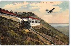 Tavern, Train MT. TAMALPAIS, CA Biplane Railroad Marin County 1912 Postcard - Picture 1 of 2