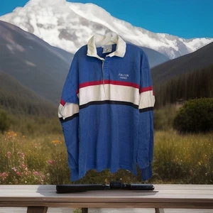 Camisa de Rugby Lands' End XL Blanca Azul Rayas Logo Halcón EE. UU. - Imagen 1 de 14