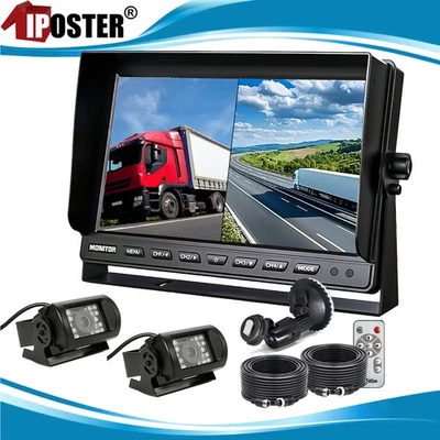 9" QUAD Monitor Backup Camera  IR CCD 24/12V For Truck Trailer RV BUS Reversing - Image 1 of 4
