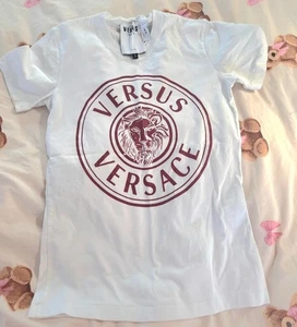 VERSACE VERSUS T-shirt Womens Cotton Slim Fit Short Sleeve Logo White Size XS/6 - Picture 1 of 6