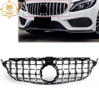 W/Camera Hole Fits For 2019-2021 Mercedes Benz W205 C-CLASS Front GT Grille  Foto 1 de 4