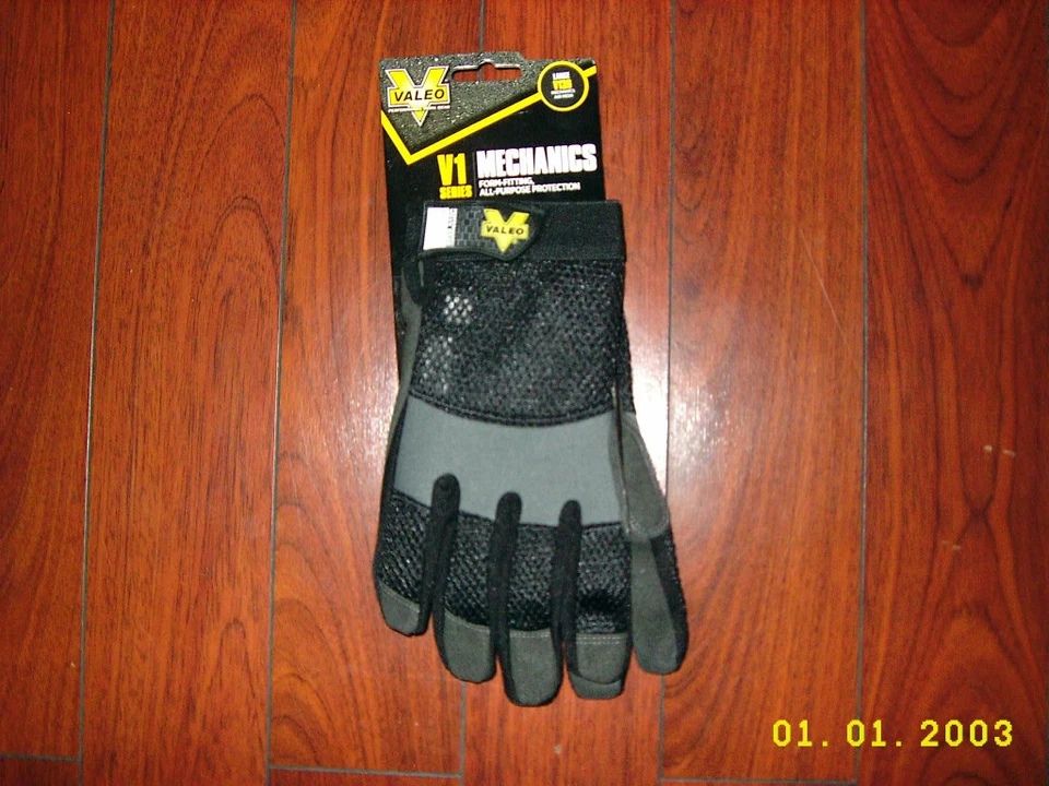 Guantes utilitarios Valeo Mechanics dedo completo GRANDES gris/negro SERIE V1 AJUSTE RÁPIDO Foto 1 de 1