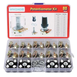 80Pcs Potentiometer Kit with Knobs B1K-1M Ohm Variable Resistors for DIY Proj... - Picture 1 of 2