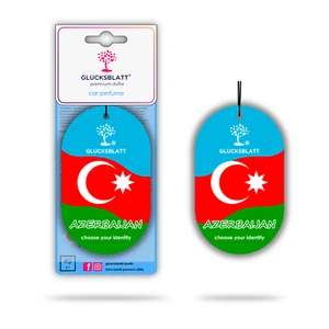 GLÜCKSBLATT Auto Lufterfrischer Air Freshener Duftbaum Flagge AZERBAIJAN Baku - Picture 1 of 11