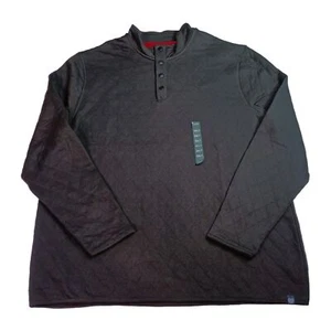 Chaps Sweatshirt Men's 2XLT Big & Tall Black Quilted Pullover 1/4 Snap - Picture 1 of 8