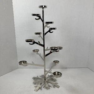 PartyLite Silver Snowflake Tealight Tree Centerpiece Rare Retired P91948 - Picture 1 of 21