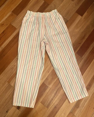 PANTALONES DE SALÓN SUELTOS VINTAGE BLAIR PARA MUJER MULTICOLOR A RAYAS BLANCAS 16P HECHOS EN EE. UU. Foto 1 de 4