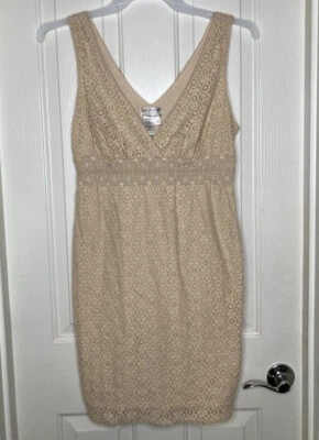 MSSP Max Studio Mujer Beige Crochet Vestido Sin Mangas Talla L Foto 1 de 4
