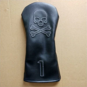 PU Leather Black Skull Golf Driver Club Wood Headcover 460CC # 1Wood Head Cover - Picture 1 of 5