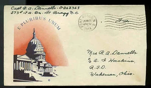 1944 WW2 PATRIOTIC SHERMAN #2000 MINKUS PUBLISHER "FREE" FORT BRAGG CANCEL - Picture 1 of 1