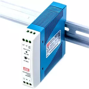 MDR-20-12 20W 12V 1.67A High Efficiency AC-DC DIN Rail Power Supply - Wide In... - Picture 1 of 5