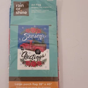 Rain or Shine Art Flag "SEASON'S GREETING'S" Truck Porch Flag 28” x 40” NEW - Picture 1 of 1