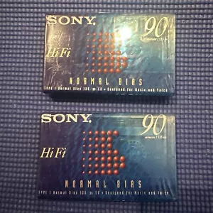 2 Sony Hi Fi 90 Normal Bias Cassettes NEW SEALED - Picture 1 of 3