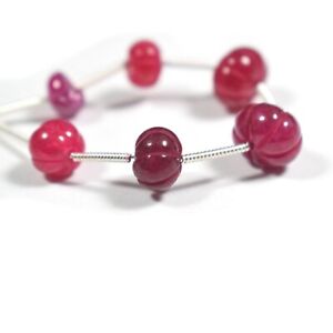 Natural Pink Ruby Hand Carved Rondelle Beads 7-9MM Strand For DIY Jewelry Making