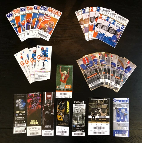 2015-19 Florida Gators Football Season Ticket Stubs Large Lot Home & Away Games Cover