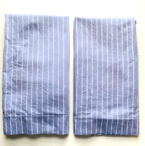 Euro Pillow Shams 25" Square Set of 2 Blue White Stripe Cotton Charter Club