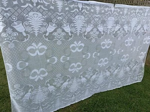 Vintage 1980’s Era Polyester Lace Christmas Bells Tablecloth - Picture 1 of 8
