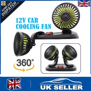 Portable 12V Car Dashboard console Oscillating Cooling Fan Air Cooler Dual Head - Picture 1 of 9