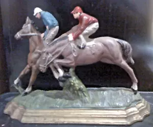Painted Cast Iron Horse Racing Race Horse Door Stop Mint Condition - Picture 1 of 4