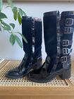 Authentic Chanel  Lack Boots Size 36. Preowned. With Box And Shoe Bags.