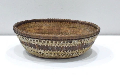 Basket Bali Indonesia Beaded Mirror Basket Cover