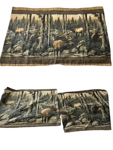 3 Bull Elk Pillowcases 100% Cotton VTG Cabin Couch Pillow Cover Kimlor Mills - Picture 1 of 15