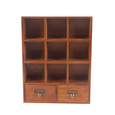 Wooden Storage Display Cabinet Pine Bookshelf Bookcase Organizer Case 2 Drawers  - Image 1 of 4