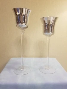 Elegant Pair of Silver Candlestick /Candle Holders With Stars 10" & 9" Pair GUC - Picture 1 of 18