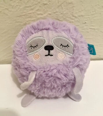 Manhattan Toy SQUEEZMEEZ Sloth 4" Squishy Plush Toy Purple Stuffed Animal Round - Image 1 of 4