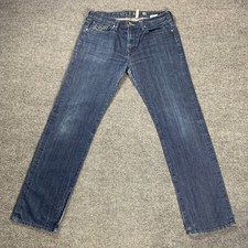 Guess Mens Jeans 34x33 Slim Straight Lincoln Blue Denim Mid Rise Faded Pants