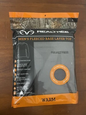 Realtree Fleeced Top Base Layer Size Large NEW Fitted Performance Grey - Image 1 of 3