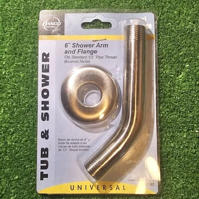 Conjunto de brazo y brida de ducha DANCO, níquel cepillado, 6 x 1/2 pulgadas Tubo de hierro Foto 1 de 4