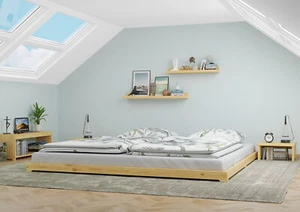 Łóżko niskopodłogowe 200x200 sosnowe naturalne łóżko niskopodłogowe łóżko futon łóżko azjatyckie - Zdjęcie 1 z 11