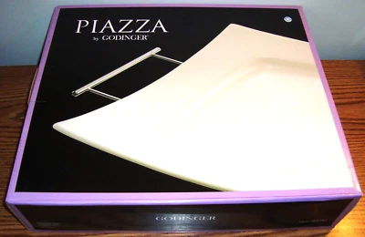 Piazza Godinger White Square Serving Tray with Handles (NEW IN BOX) 14-1/8"  - Image 1 of 2