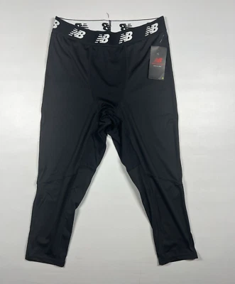 Men's Black New Balance Baselayer 3/4 Length Compression Pants NWT XL TMMP734 - Image 1 of 2