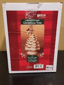 Gerson International Lighted Ceramic 10" Christmas Tree Rotating Angel Open Box - Picture 1 of 5