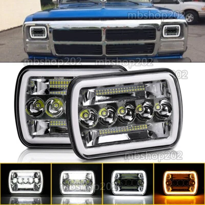 Fit Dodge D100 D150 D250 D350 1981-93 Chrome LED Headlights Hi-Lo DRL Turn Lamp - Image 1 of 4