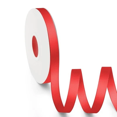Double Faced Polyester Red Satin Ribbon 3/8 inch x 25 Yards for Gift Wrap - Image 1 of 4