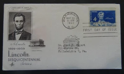 US Envelope, First Day Issue, 4¢ Lincoln Sesquicentennial (5003) - Image 1 of 4