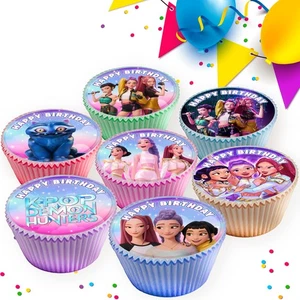 POP DEMON HUNTERS BIRTHDAY PARTY  EDIBLE CUPCAKE TOPPERS  AS-344 - Picture 1 of 1