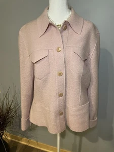 Vintage Gérard Pasquier 100% Wool Jacket Pink Button Front French Size 42 M/L - Picture 1 of 12