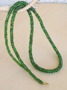 14K Russian Chrome Diopside 18" Necklace Rondelle 3–4.5mm ~ Flaw Discounted - Picture 1 of 17