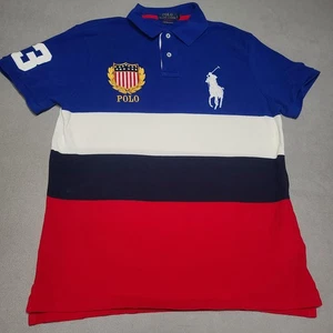 Polo Ralph Lauren Shirt Mens Large Slim Fit Colorblock Big Pony USA Crest #3 - Picture 1 of 17