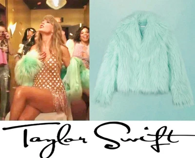 New Taylor Swift Life Showgirl Green Faux Fur Jacket Mint  Dress Coat 3XL 4XL - Image 1 of 4