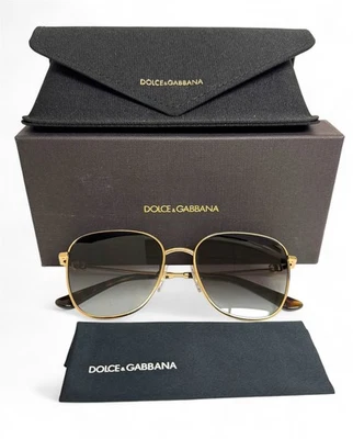 Dolce Gabbana Sunglasses DG 2293 02/8G Gold DG Logo Gray Gradient w/case - Image 1 of 4