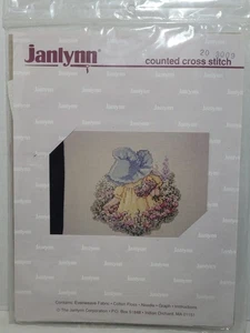 Janlynn Counted Cross Stitch Sunbonnet Girl Picking Flowers 203009 - Picture 1 of 6
