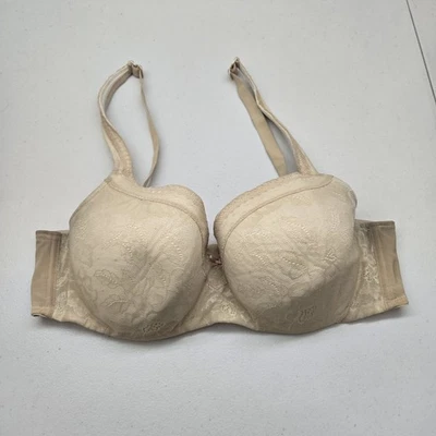 Sutiã Feminino Cacique 40D Bege Floral Moderno Renda Coberta Balconette - Imagem 1 de 4